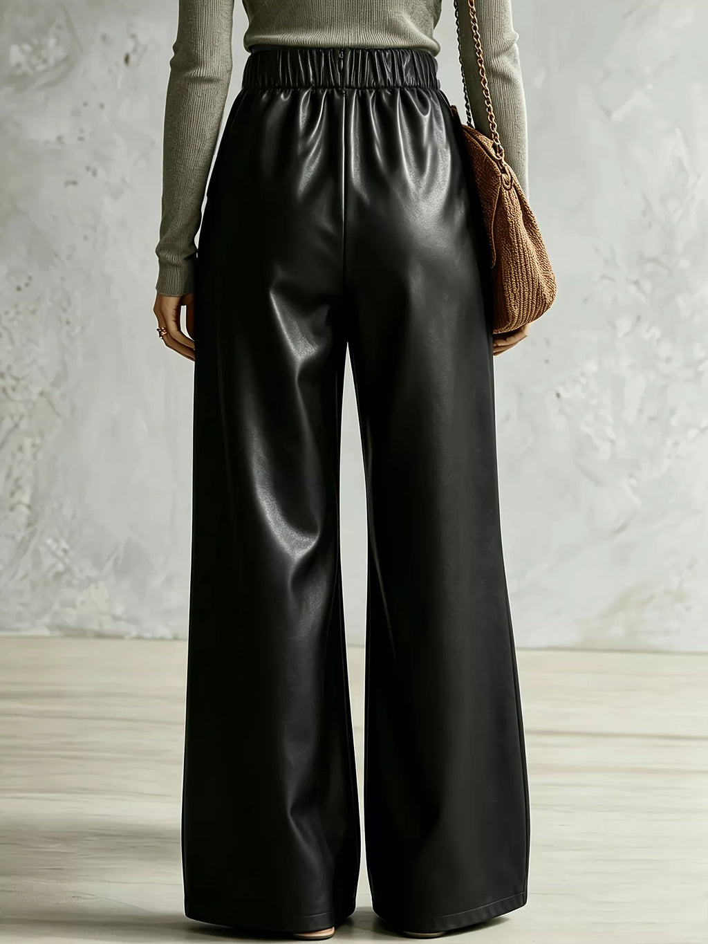 Pantalones de pierna ancha para mujer con detalle cruzado: pantalones fluidos de largo completo, S–XXL