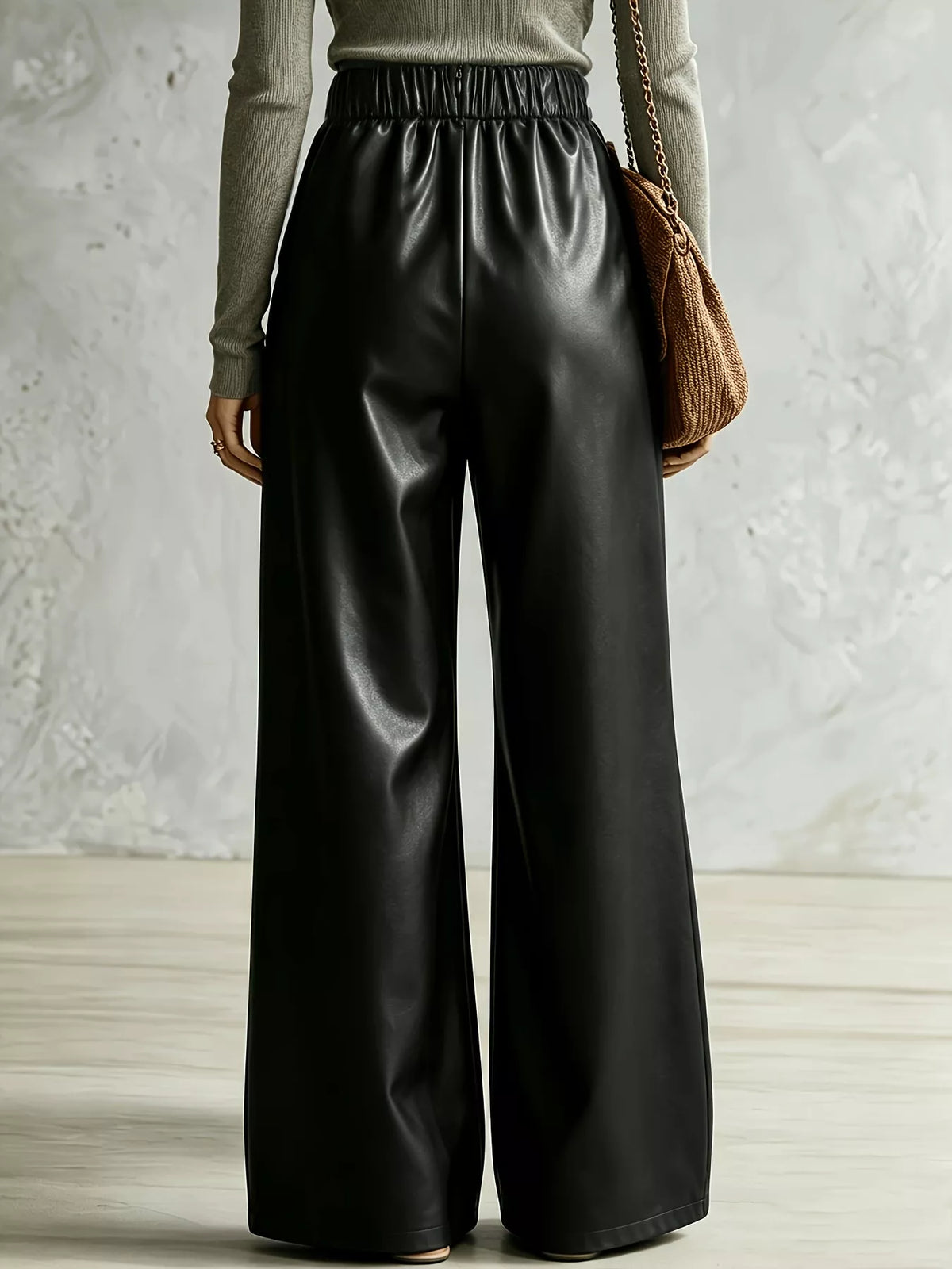 Pantalones de pierna ancha para mujer con detalle cruzado: pantalones fluidos de largo completo, S–XXL