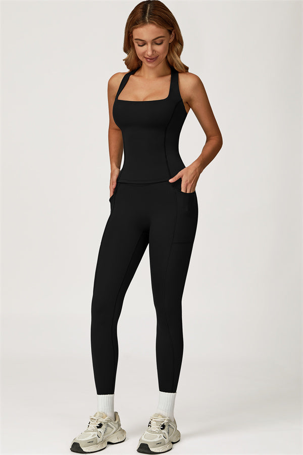 Conjunto de 2 piezas Glacier con top corto de tirantes y leggings