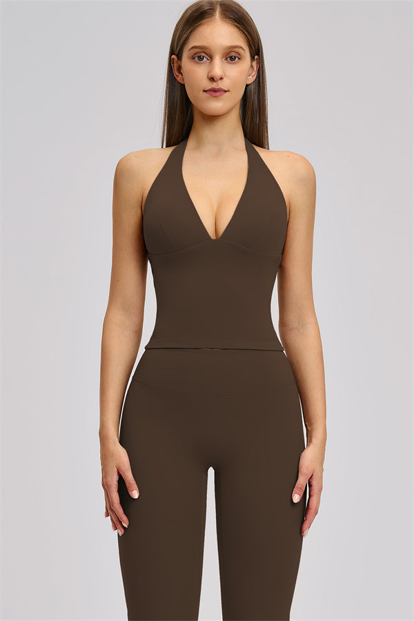 Conjunto de 2 piezas Zestful: top de tirantes y leggings acampanados