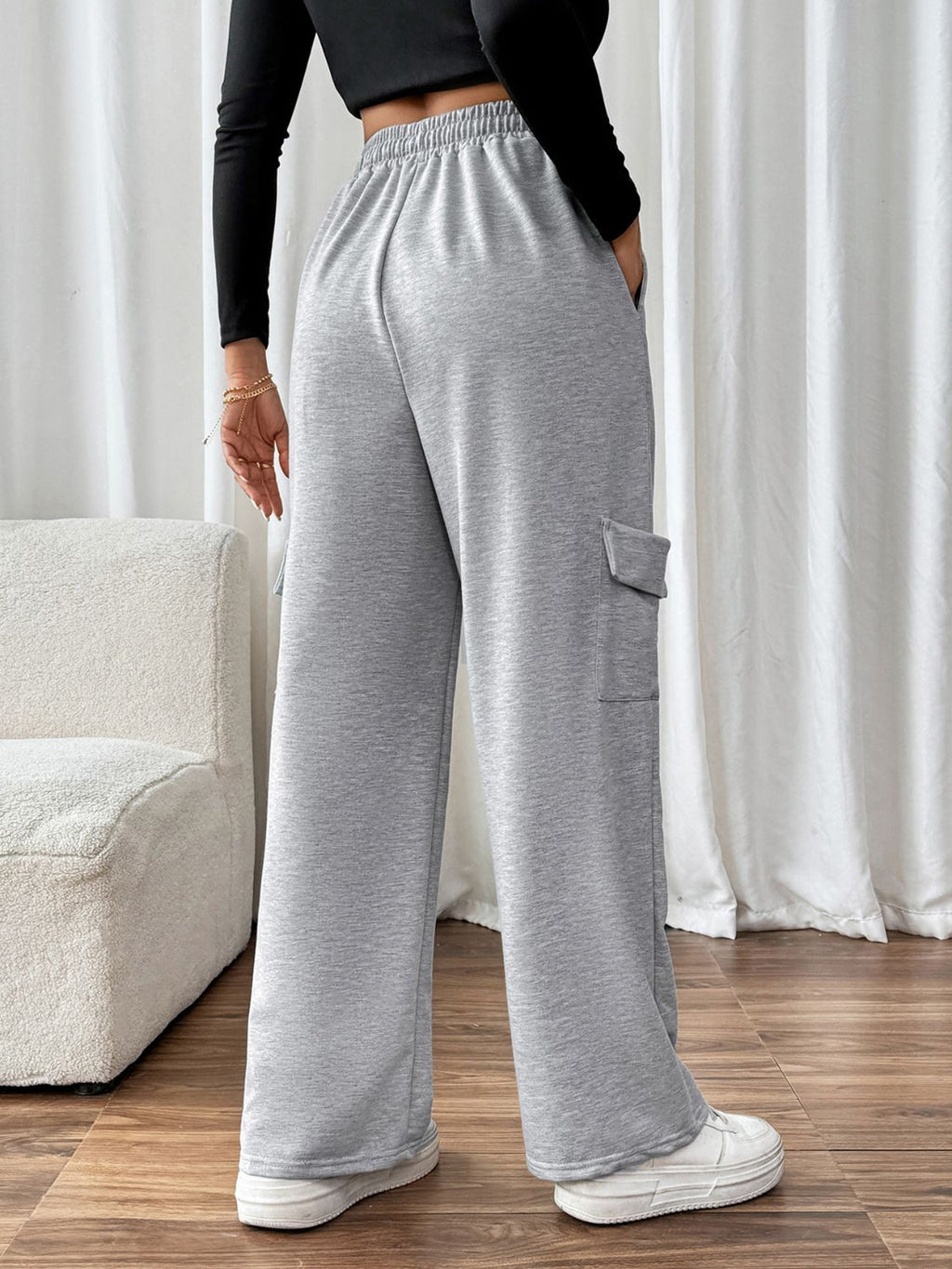 Perfee Pantalones Jogger con Cintura Elástica, Cordón y Bolsillos