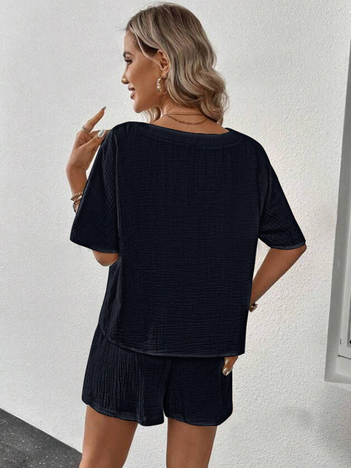 V-Neck Half Sleeve Top and Shorts Set  Shop One Place