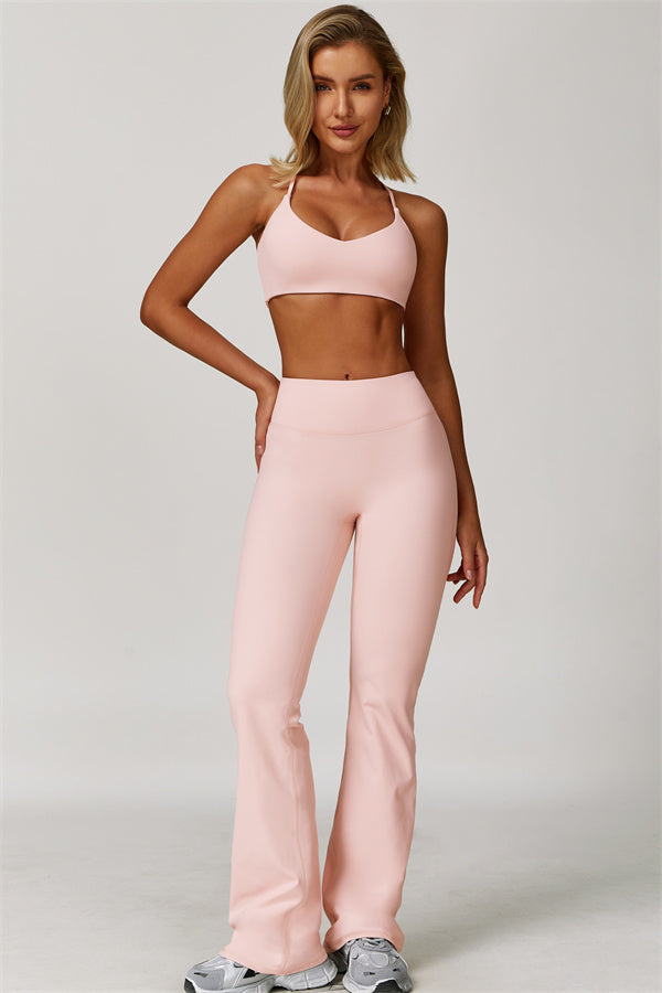Conjunto Refresh de 2 piezas: sujetador deportivo y leggings acampanados