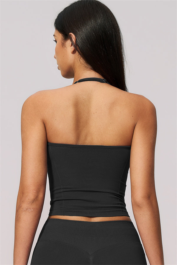 Conjunto de 2 piezas Velvetine: top de tirantes y leggings acampanados