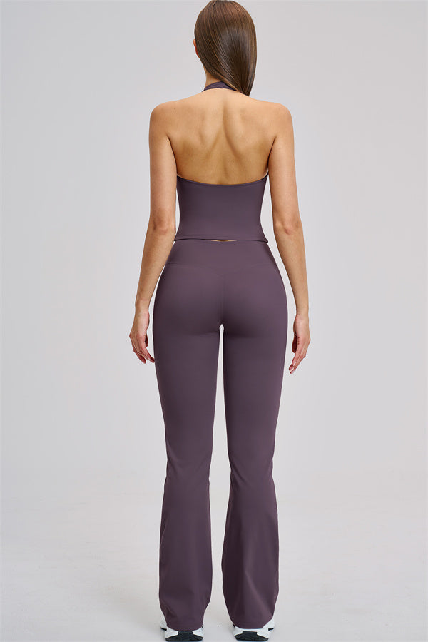 Conjunto de 2 piezas Zestful: top de tirantes y leggings acampanados