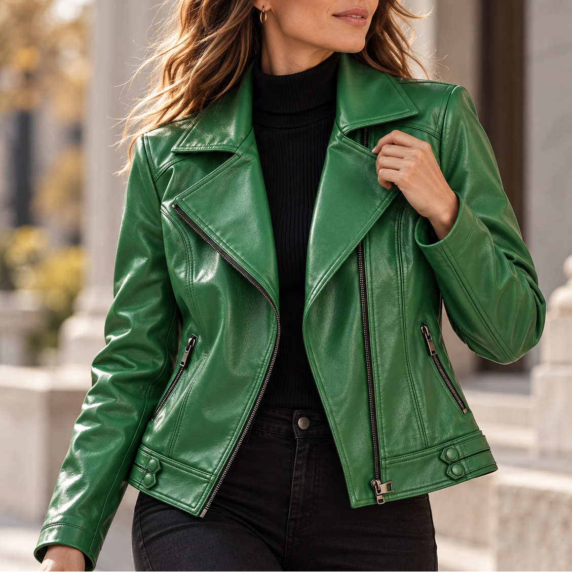 Chaqueta motera Francesca con solapas