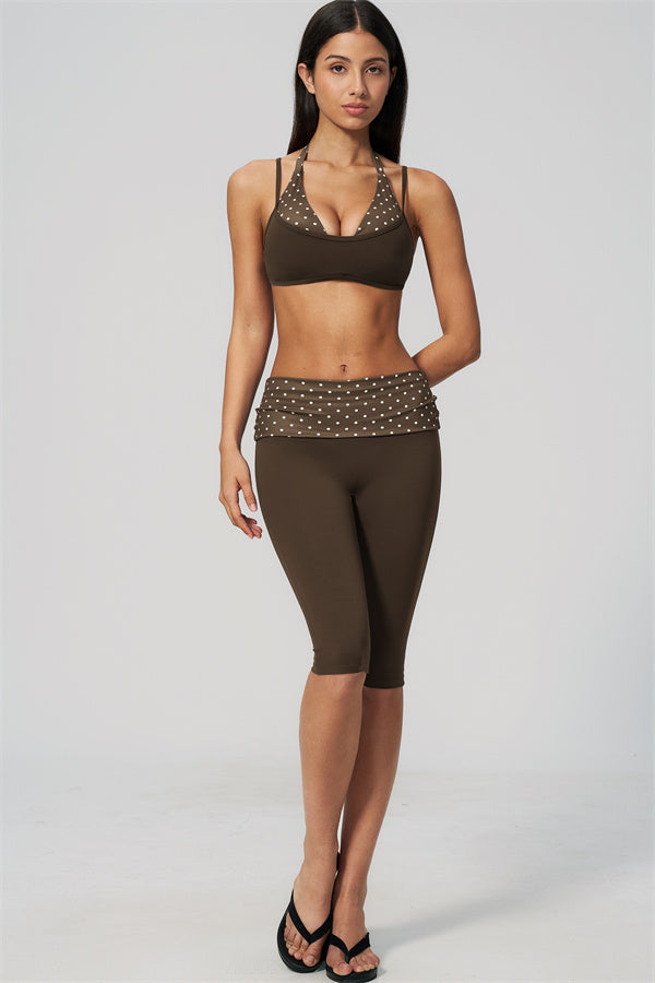 Conjunto de 2 piezas Enliven: sujetador deportivo y leggings capri