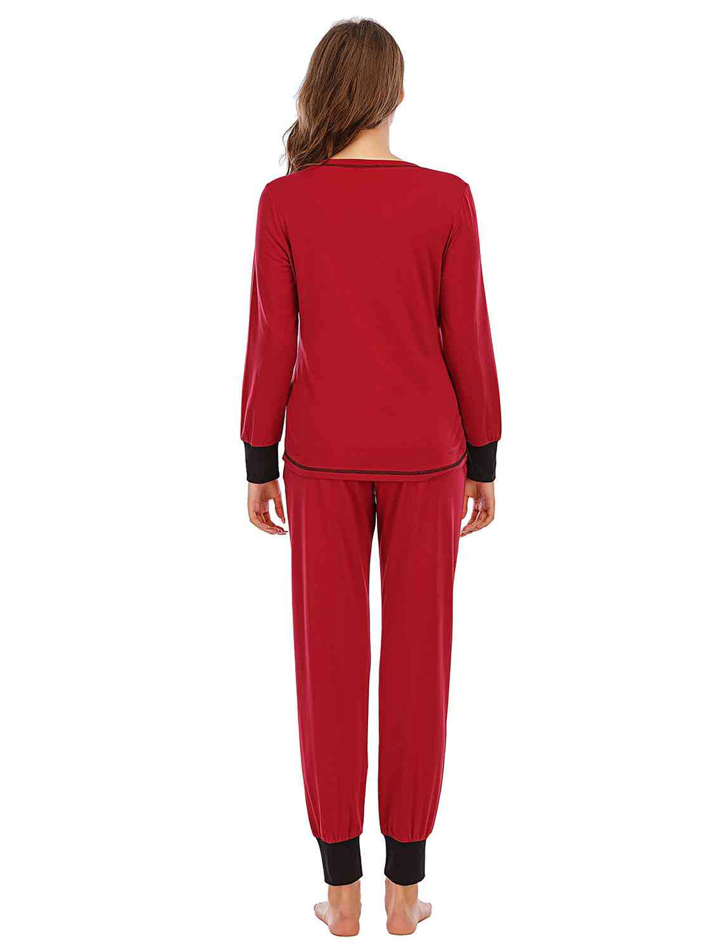 Round Neck Top and Pants Lounge Set  Shop One Place