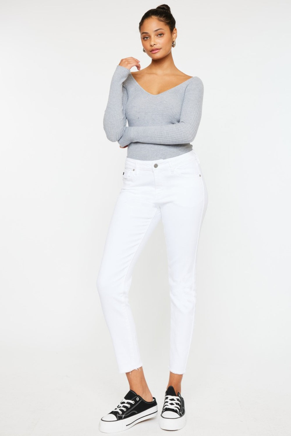 Jeans skinny Kancan de tiro medio y largo al tobillo