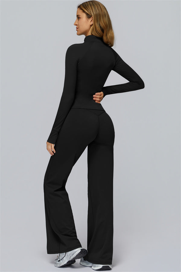 Conjunto de 2 piezas FlexCore Pure: chaqueta con cremallera y leggings acampanados