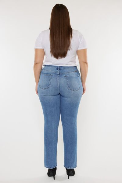 Jeans Kancan de tallas grandes, cintura alta y efecto bigotes de gato