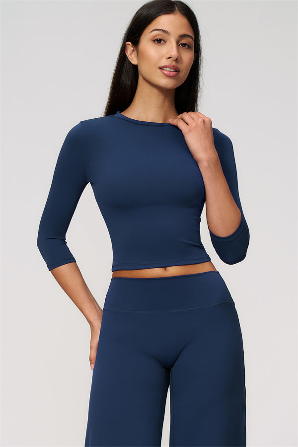 Natalia 2-piece set with half-sleeve top and wide-leg shorts