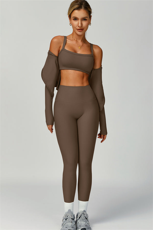 Set da 3 pezzi Burst: giacca, reggiseno sportivo e leggings