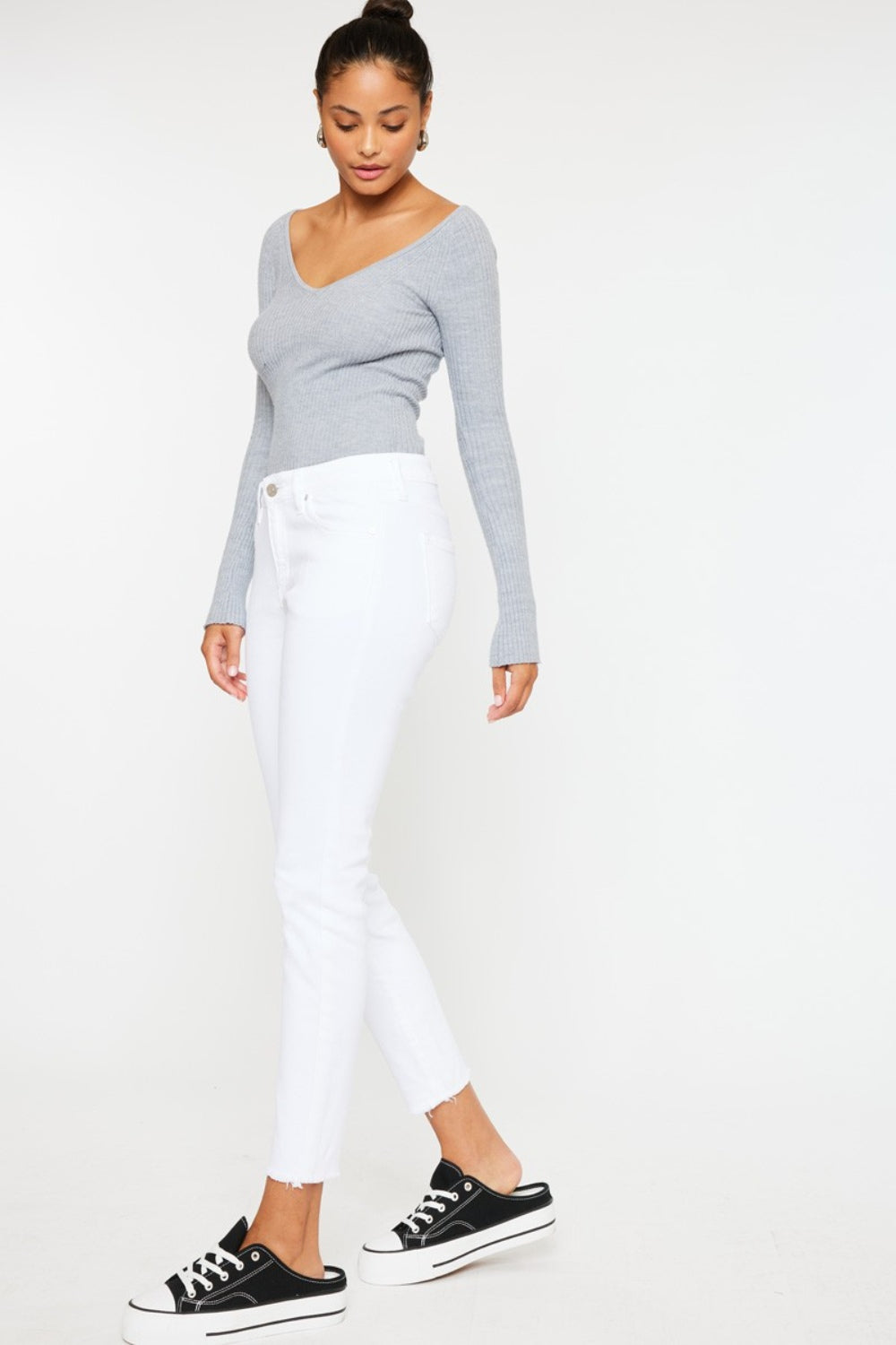 Jeans skinny Kancan de tiro medio y largo al tobillo