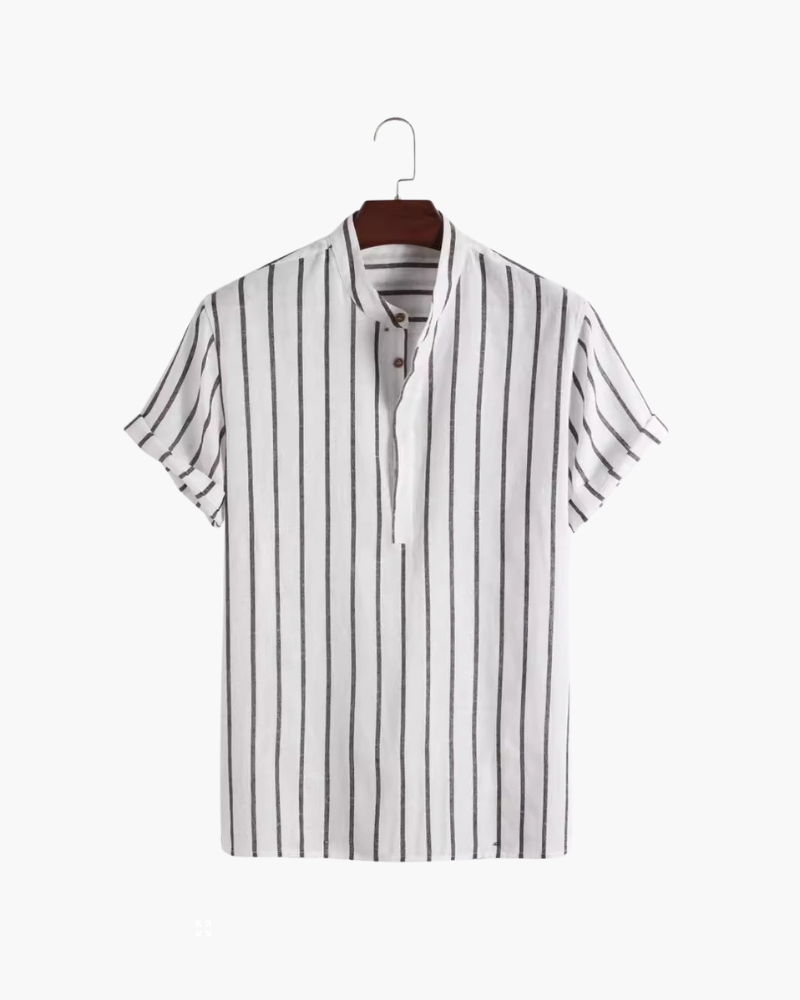 BARI | POLO DE CUELLO MANDARÍN A RAYAS