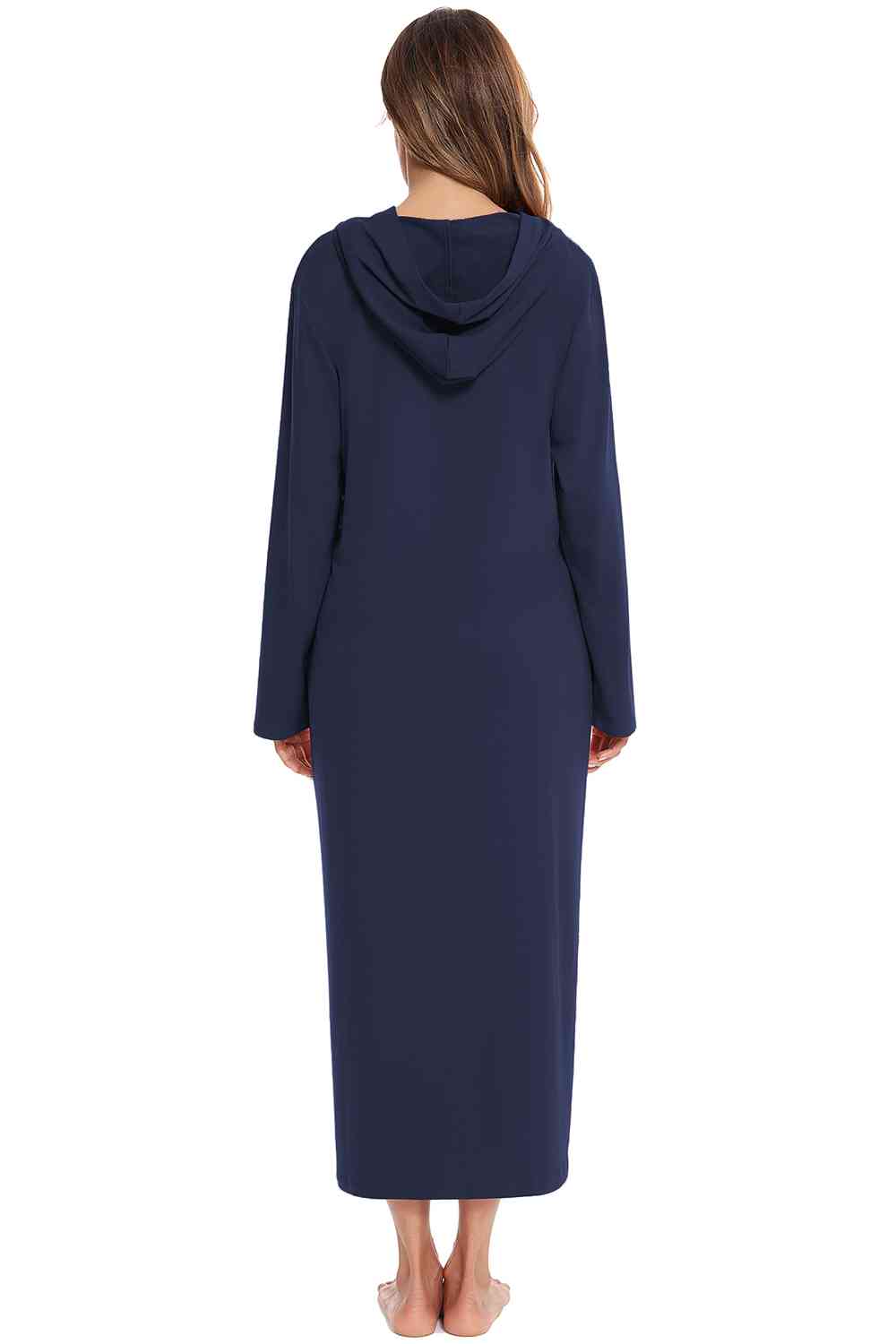 Zip Front Hooded Night Dress with Pockets  Shop One Place