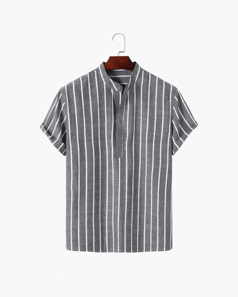 BARI | POLO DE CUELLO MANDARÍN A RAYAS