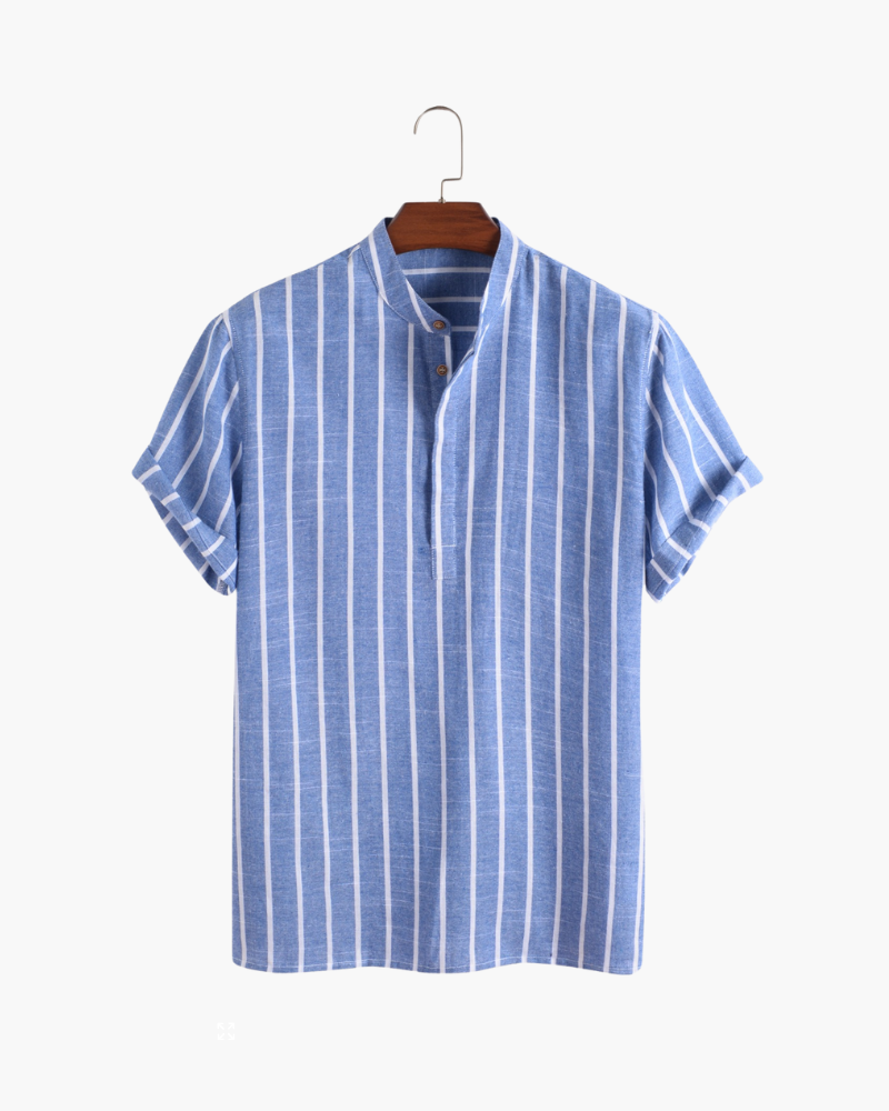 BARI | POLO DE CUELLO MANDARÍN A RAYAS