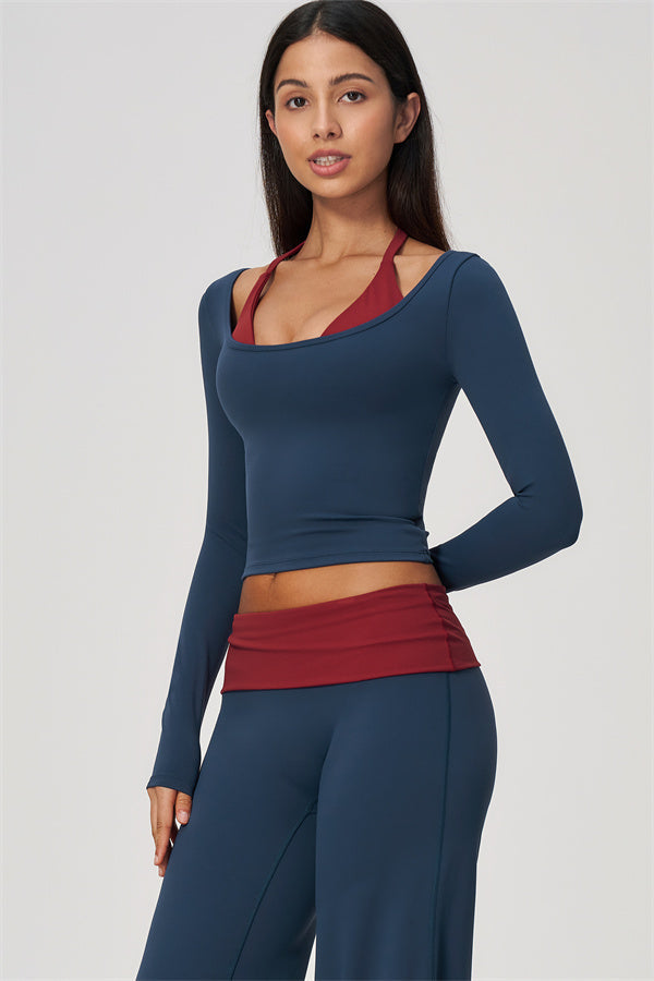 Conjunto de 2 piezas Cascade: camiseta de manga larga y pantalones de pierna recta con bloques de color