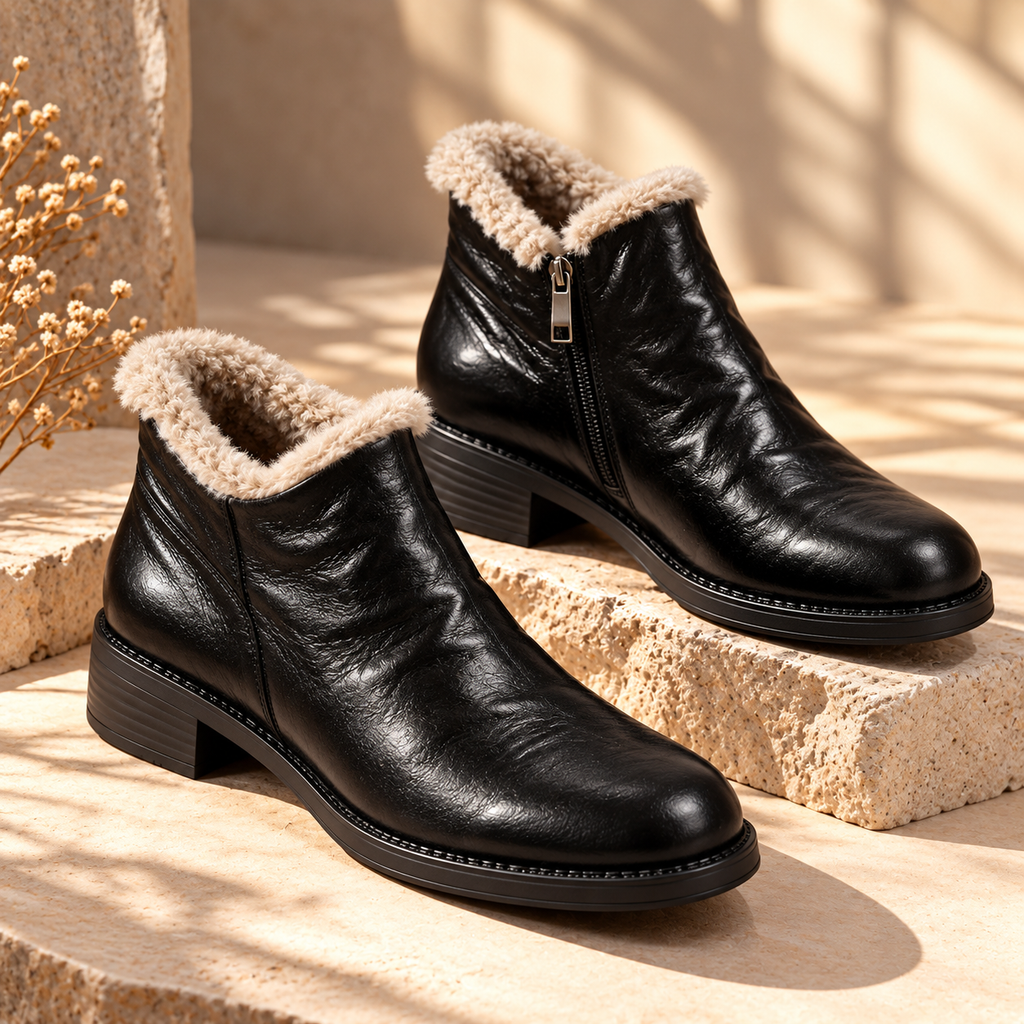 Botines Cotswold de terciopelo y piel de oveja