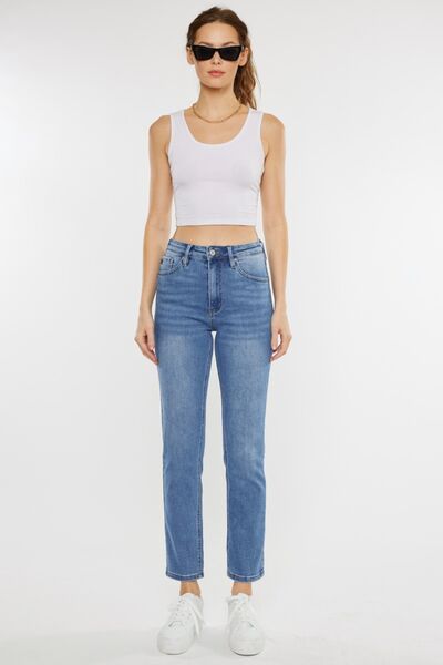 Jeans Kancan de tallas grandes, cintura alta y efecto bigotes de gato