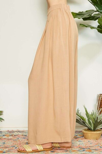 Pantalones de pierna ancha Mittoshop con detalle de pliegues cruzados