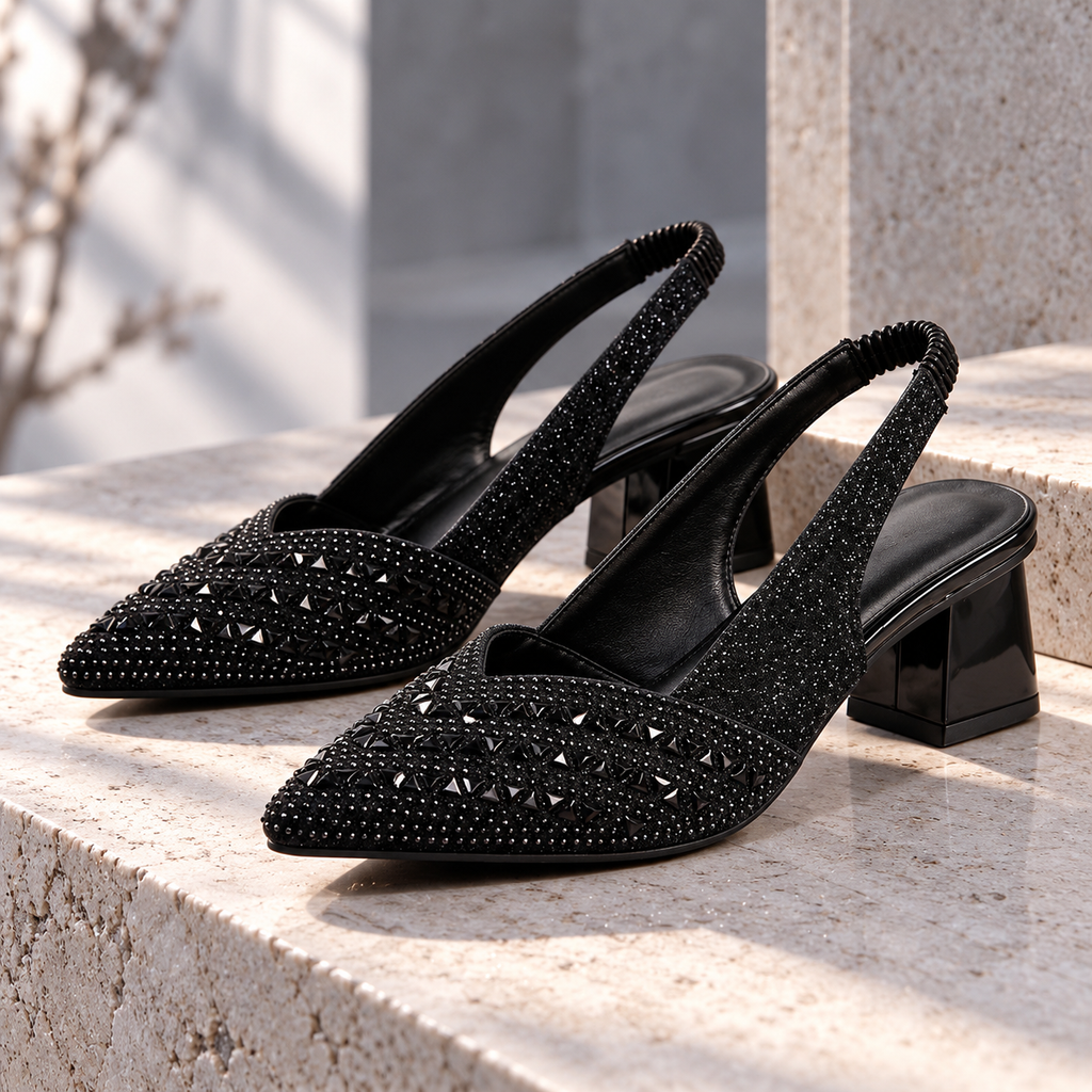Noelle, zapatos destalonados con brillo