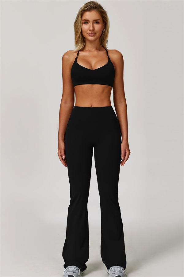 Conjunto Refresh de 2 piezas: sujetador deportivo y leggings acampanados