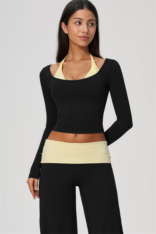 Conjunto de 2 piezas Cascade: camiseta de manga larga y pantalones de pierna recta con bloques de color