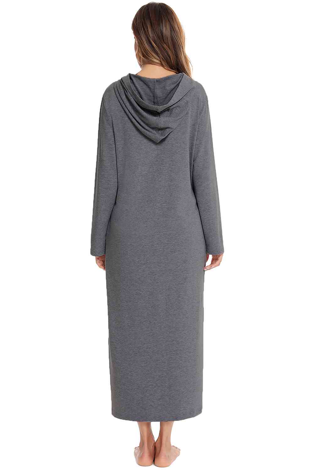 Zip Front Hooded Night Dress with Pockets  Shop One Place