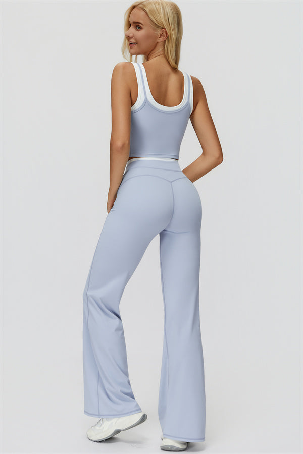 Conjunto de 2 piezas Canyon con top corto de tirantes y leggings acampanados