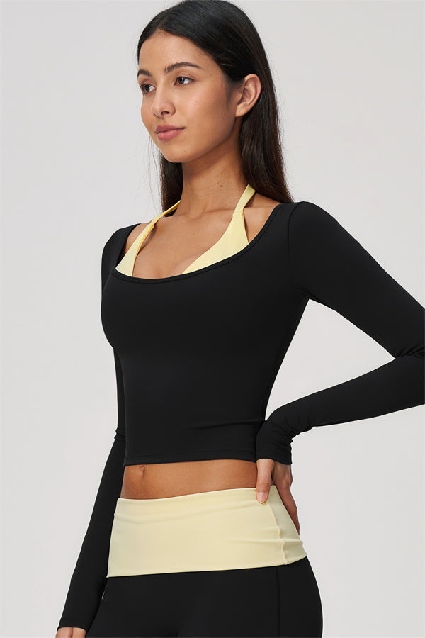Conjunto de 2 piezas Cascade: camiseta de manga larga y pantalones de pierna recta con bloques de color