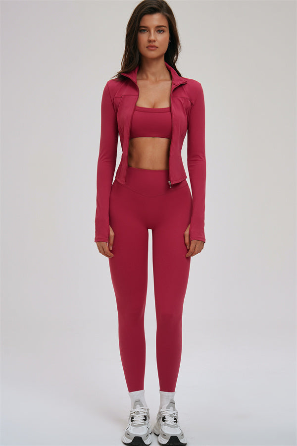 Set da 3 pezzi Kinetic: giacca con zip, reggiseno sportivo e leggings