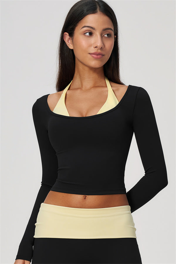 Conjunto de 2 piezas Cascade: camiseta de manga larga y pantalones de pierna recta con bloques de color