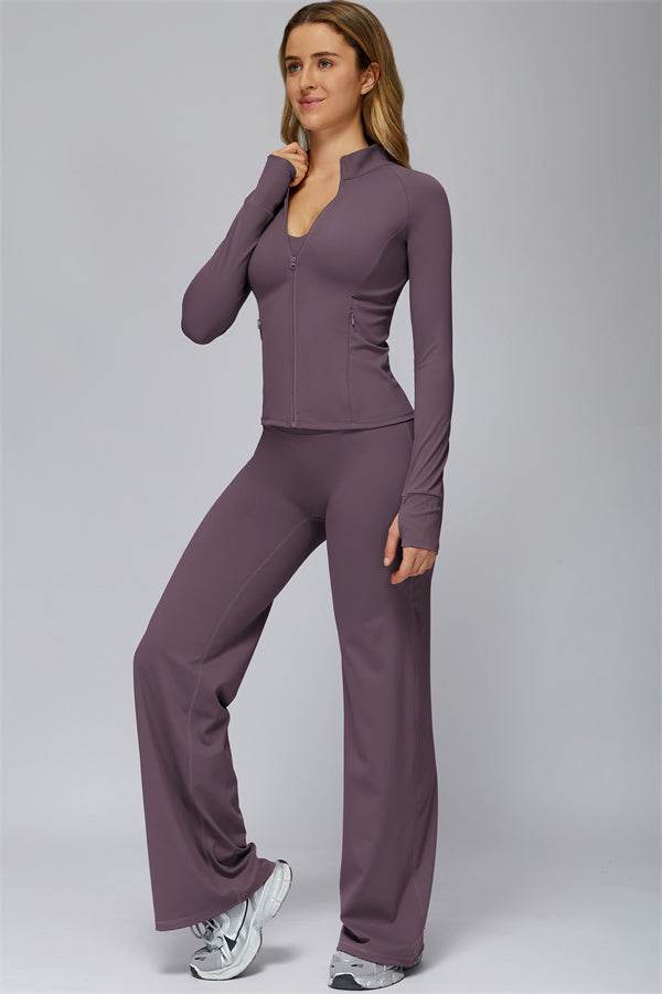 Conjunto de 2 piezas FlexCore Pure: chaqueta con cremallera y leggings acampanados