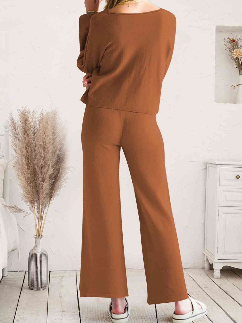 Long Sleeve Lounge Top and Drawstring Pants Set  Shop One Place
