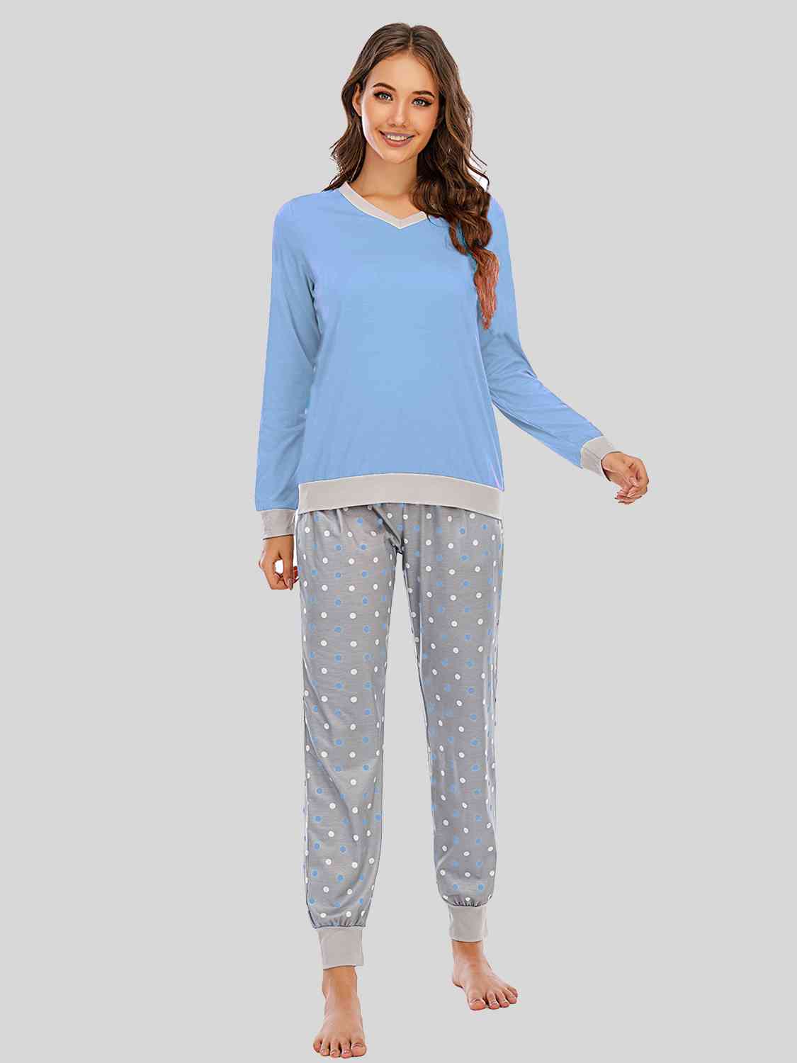 Long Sleeve Top and Polka Dot Pants Set  Shop One Place