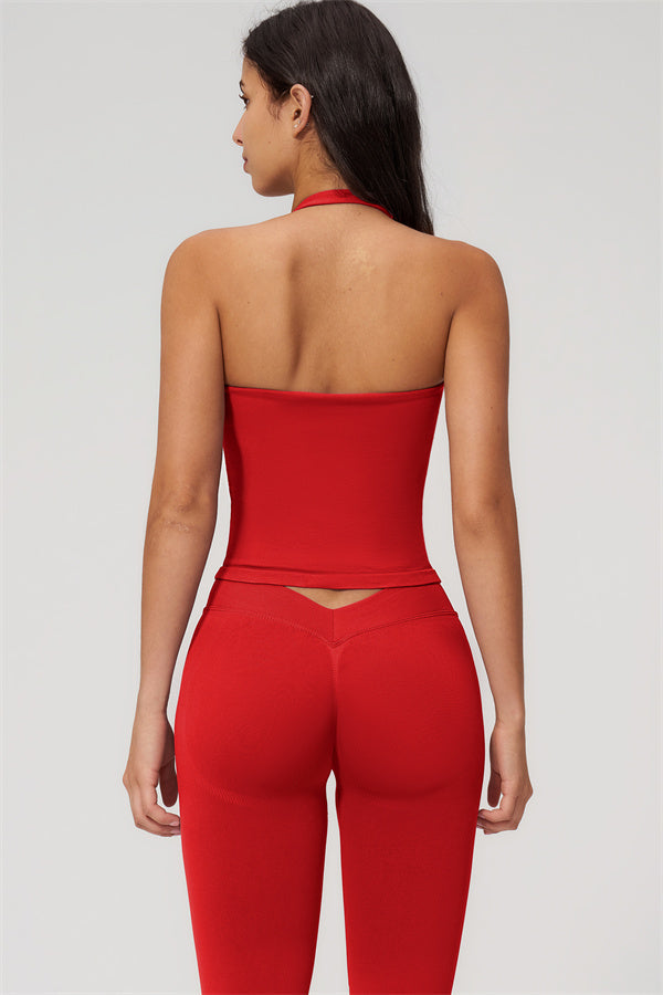 Conjunto Empower de 2 piezas: top corto halter y leggings