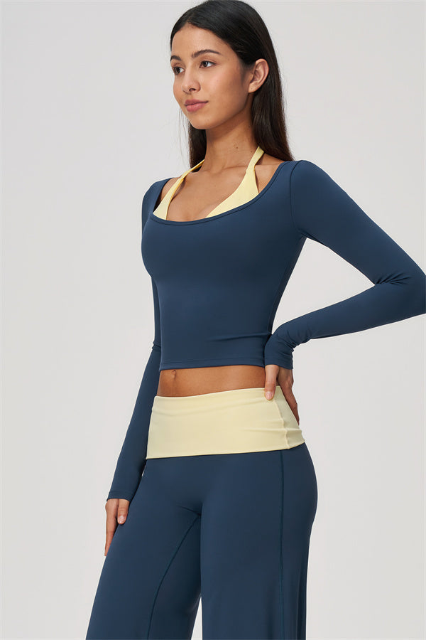 Conjunto de 2 piezas Cascade: camiseta de manga larga y pantalones de pierna recta con bloques de color