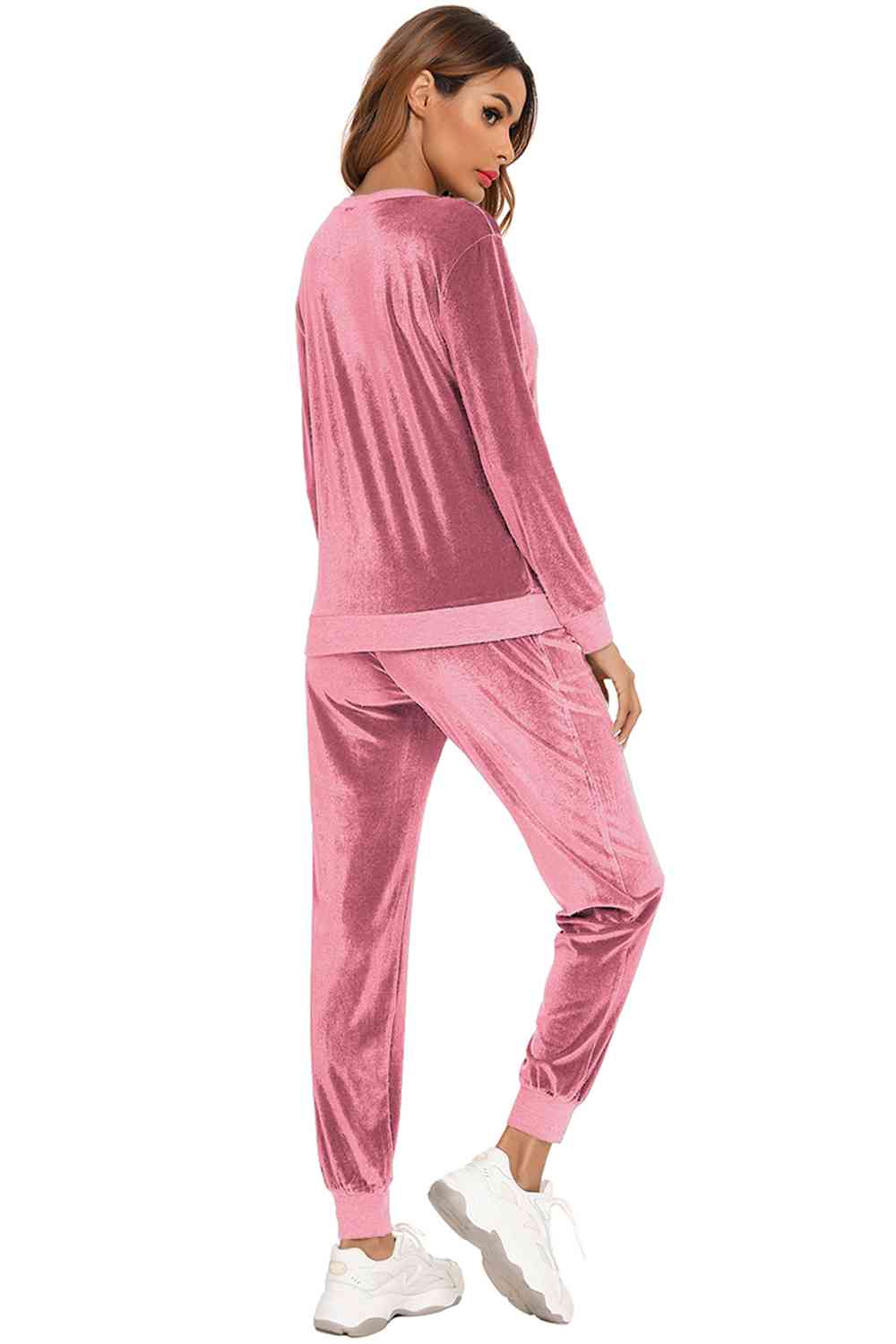 Round Neck Long Sleeve Loungewear Set with Pockets  Shop One Place