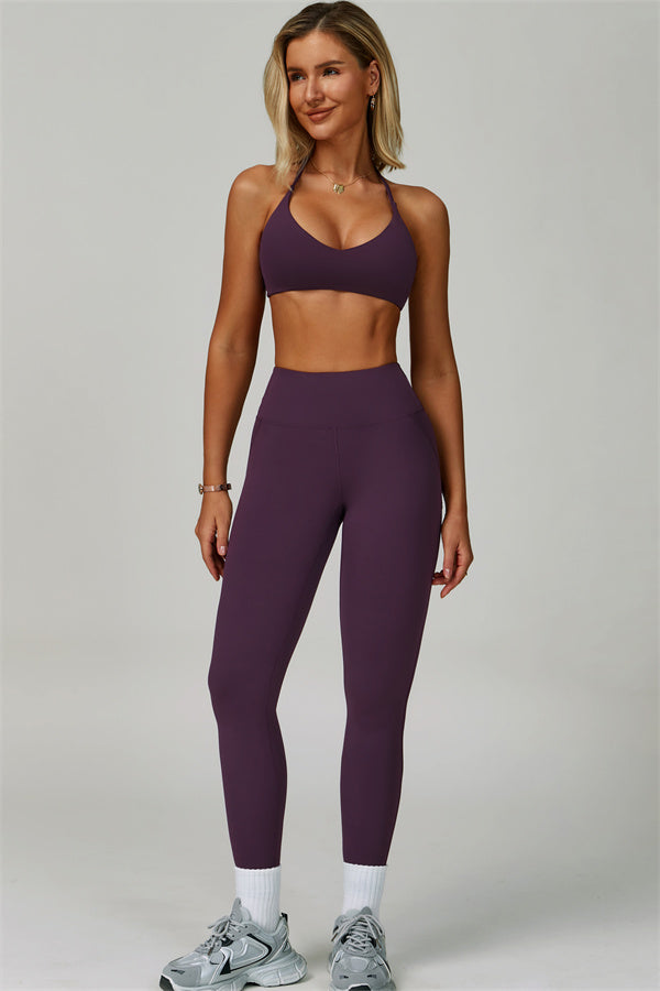 Sportliches, gewagtes 2-teiliges Set mit Racerback-BH und Leggings