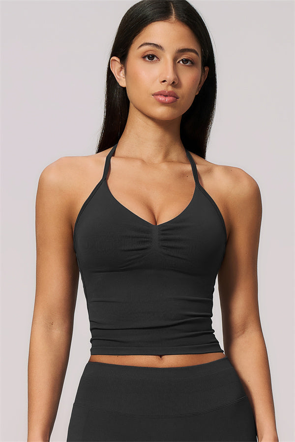 Conjunto de 2 piezas Velvetine: top de tirantes y leggings acampanados