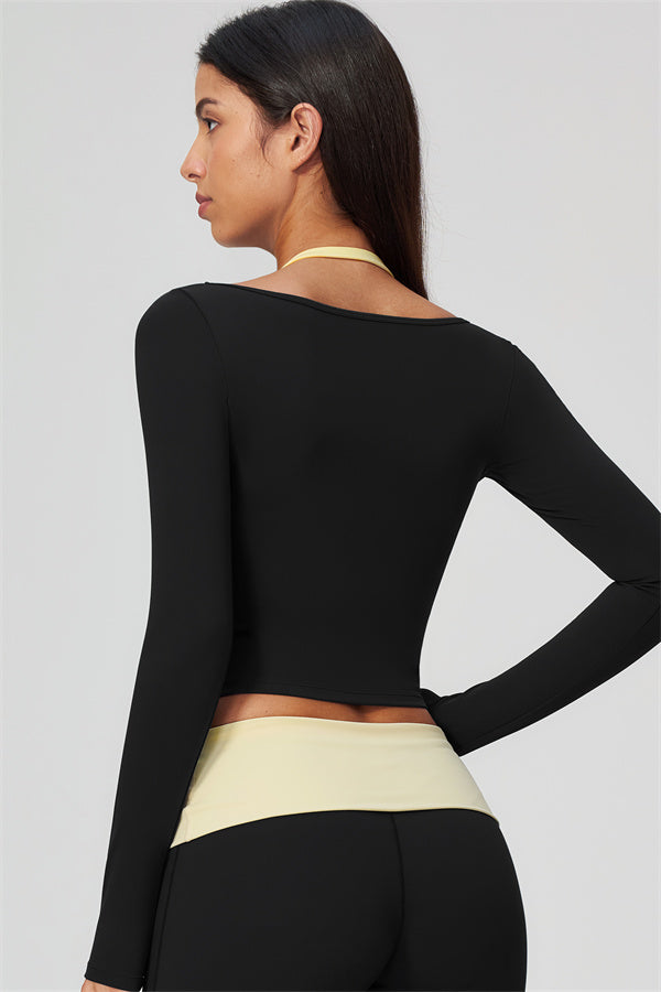 Conjunto de 2 piezas Cascade: camiseta de manga larga y pantalones de pierna recta con bloques de color