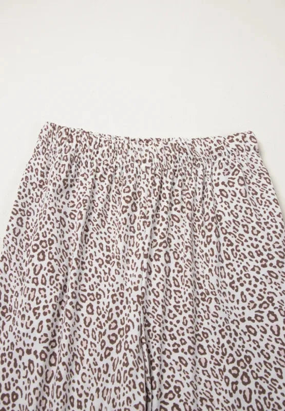 Leopard Button Down Long Sleeve Top and Pants Lounge Set  Shop One Place