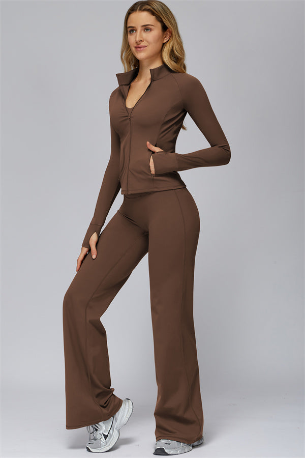 Conjunto de 2 piezas FlexCore Pure: chaqueta con cremallera y leggings acampanados