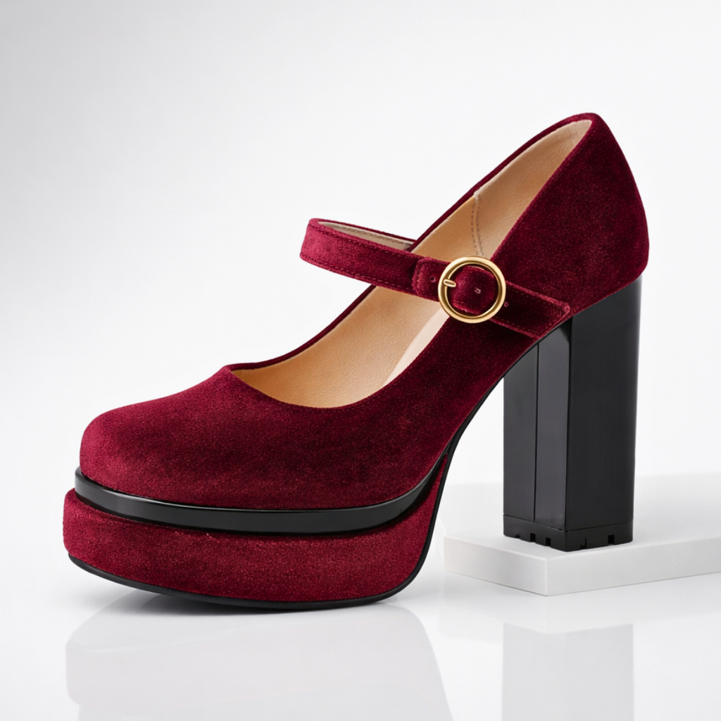 Zapatos de tacón con plataforma de terciopelo Seraphina