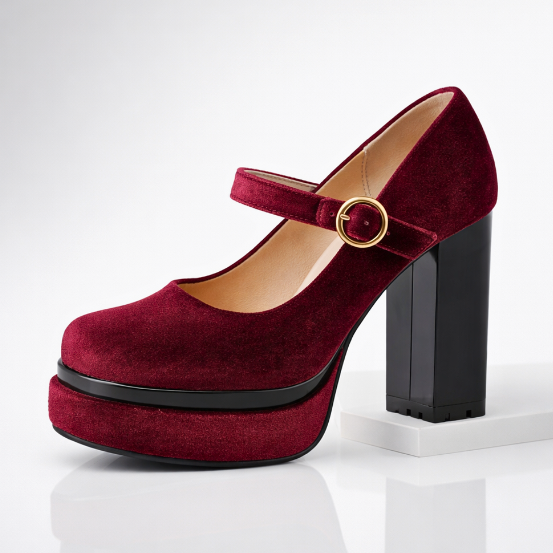 Zapatos de tacón con plataforma de terciopelo Seraphina