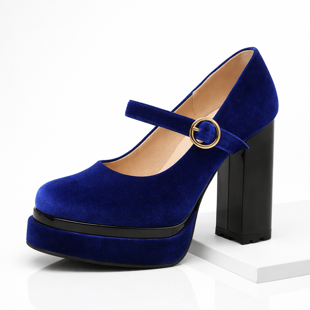 Zapatos de tacón con plataforma de terciopelo Seraphina