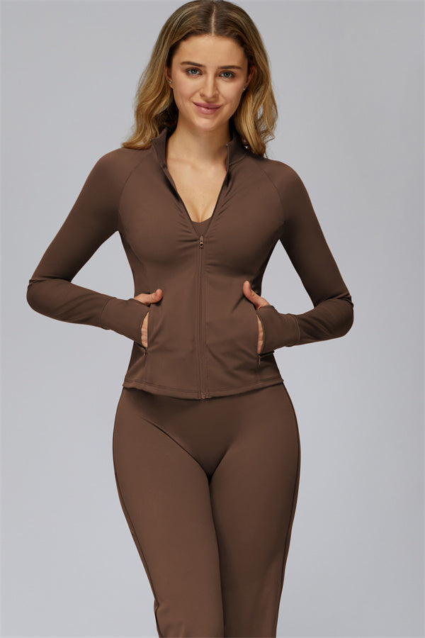 Conjunto de 2 piezas FlexCore Pure: chaqueta con cremallera y leggings acampanados