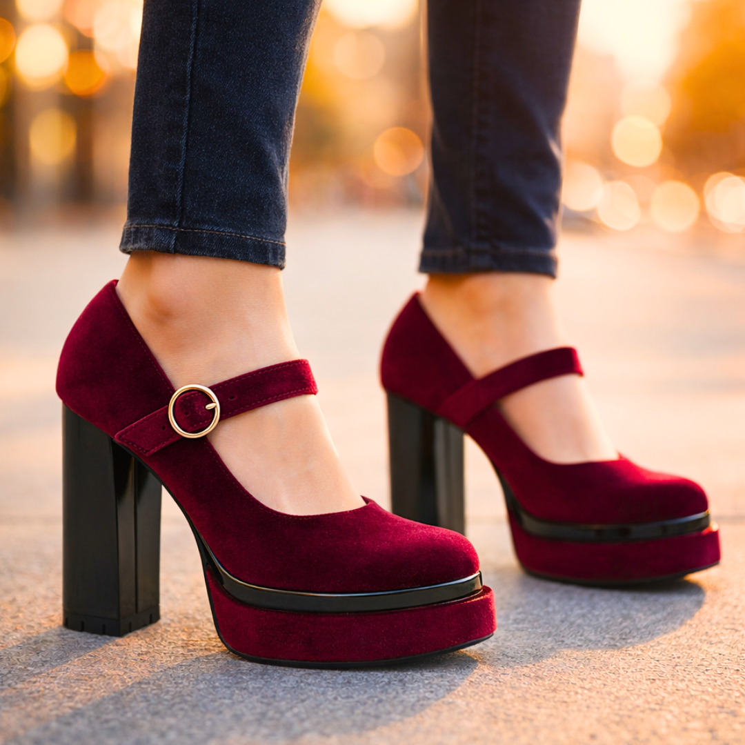 Zapatos de tacón con plataforma de terciopelo Seraphina
